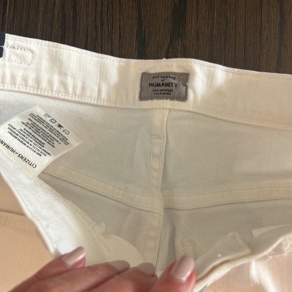 Citizens of Humanity white jeans Drew Fray high rise crop flare sz 27 - Picture 5 of 11